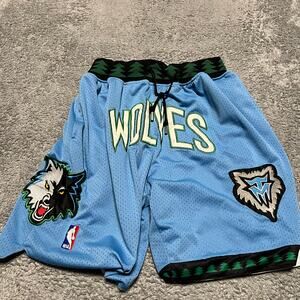 Minnesota Timberwolves Shorts Mens Large Blue Vintage Basketball Just Don